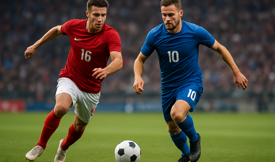 2 voetballende mannen