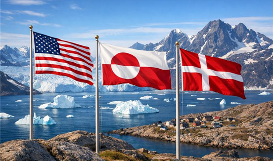 de vlag van Amerika en de vlag van Groenland