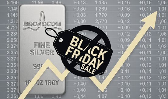 stuk zilver met pijl omhoog