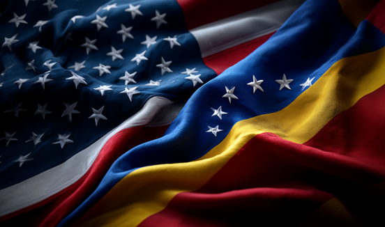 de vlag van USA en van Venezuela